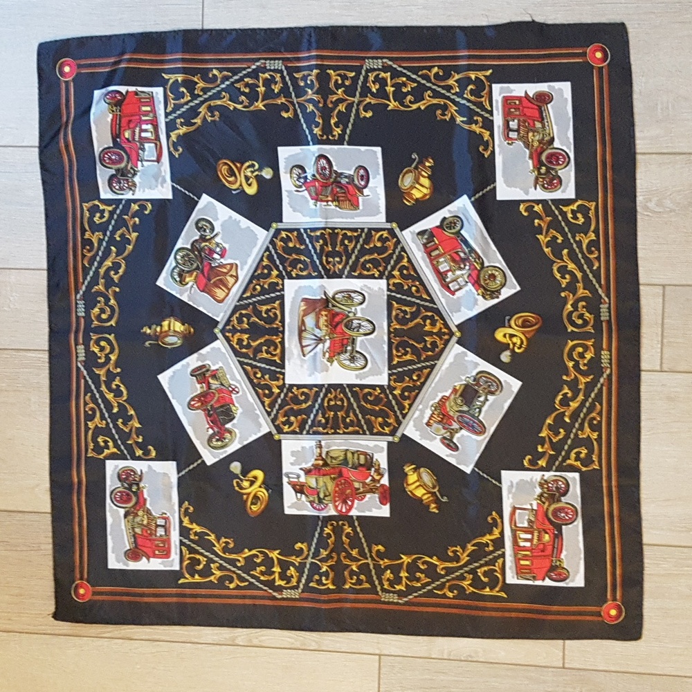 Vintage Cars Square Silk Neck Head Scarf 27" x 27"